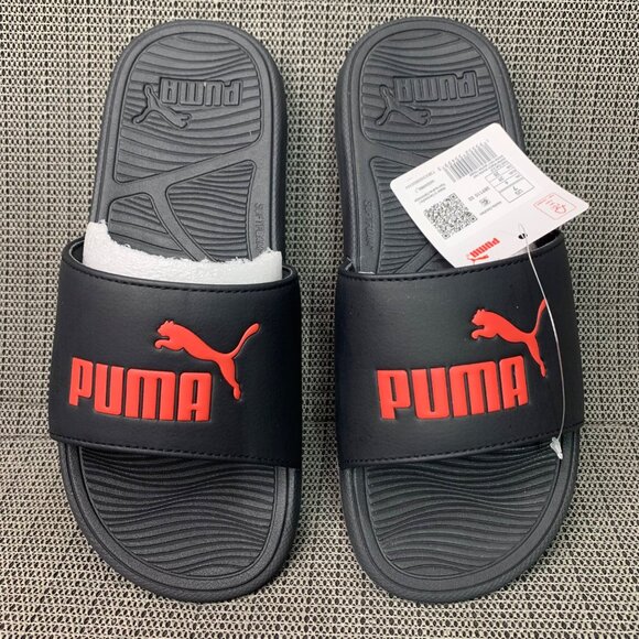 Puma Cool Cat 2.0 Mens Size 7 Black & Red Slide Sandals - Picture 1 of 5